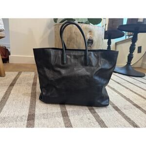Claudia Firenze Black Leather Tote Bag Purse Large Italy